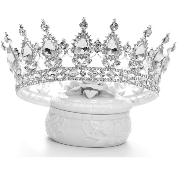 Silver Tone Metal Crystal Tiara - Picture 1 of 8